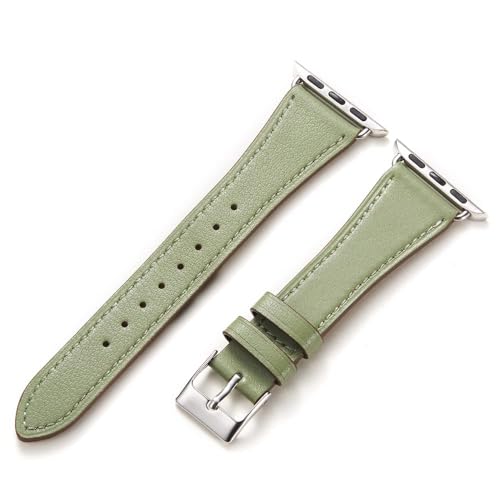 AoYi Cuir Bracelet Italien Véritable Femme Hommes Compatible avec Apple Watch 38mm 40mm 41mm 42mm, Strap Luxe pour iWatch Series 11 10 9 8 7 6 5 4 3 2 1 SE3 SE2 SE, Vert
