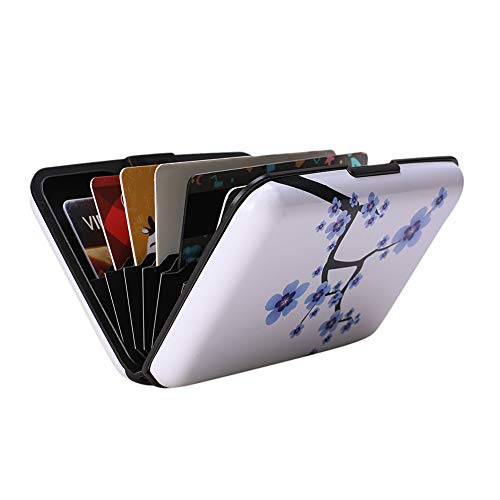 Image of Elfish Mini RFID Aluminum Wallet Credit Cards Holder Business Card Case Metal ID Case for Men Women (Peach blossom)