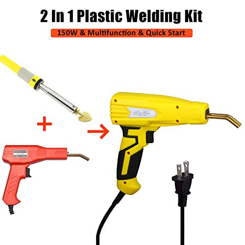 True 150W Portable Plastic Welding Kit, 2 In 1 Handheld Hot Stapler Gun For Car Bumper Repair, Plastic Soldering Machine With 900Pcs 4 Kinds Of Hot Stapler, For Car Bumper Kayak Crack Repairs #TOP5