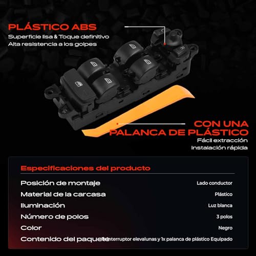 Interruptor elevalunas XC60 V60 S60 mando de ventanillas del conductor Frankberg 4