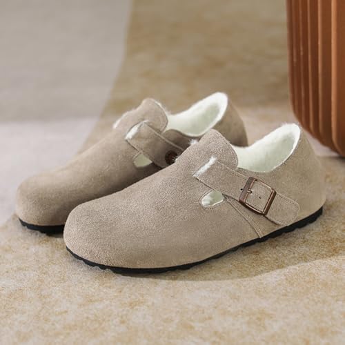 Mules sabots daim doublure fourrure automne chaussures femme