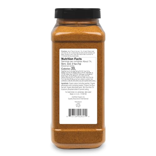 Image of Watkins Organic Gourmet Dry Seasoning Mix, Chili, 18.3 Ounce (Pack of 1)