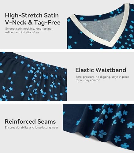 Image of WiWi Viscose from Bamboo Pajamas Set for Women Super Soft Short Sleeve Cooling Summer Plus Size Pjs Sets Sleepwear S-4X