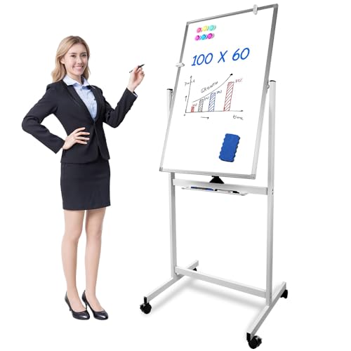 100x60cm Lousa Branca Cavalete Flip Chart Magnético Metal, Cavalete Flip Chart Branco Luxo Magnético
