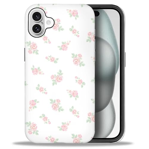 ANLUN STORE Case for iPhone 16 Plus,Hybrid Dual Protection Soft TPU + Hard PC Shockproof Cover, Anti-Scratch & Slim Protective Men Women Case for iPhone 16 Plus Cute Pink Floral Flower Design
