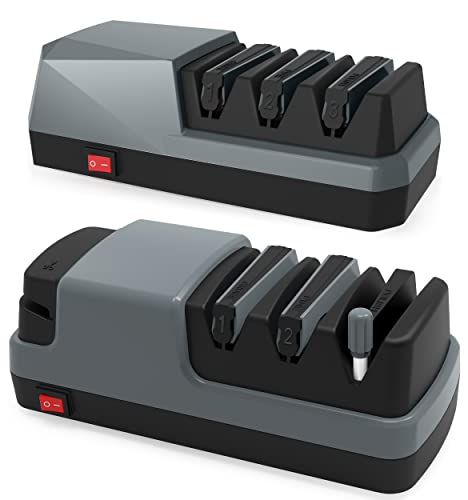 3 Stage Electric Knife Sharpener(Grey)&4 In 1 Multifunctional Electric Knife Sharpener(Grey) #TOP12
