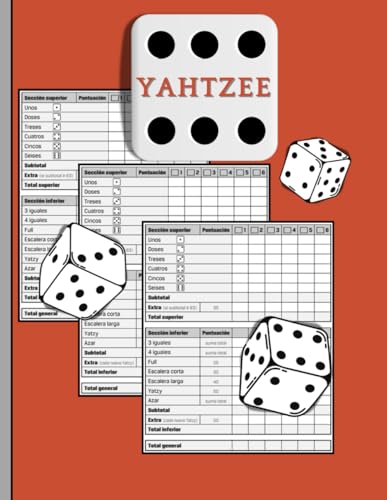 Yahtzee: Libro de Puntuaciones | Cuaderno Grande para Anotar Tus Partidas (8.5 x 11 pulgadas): Con instrucciones básicas de juego, espacio para anotar ... diseño limpio y divertido. (Spanish Edition)
