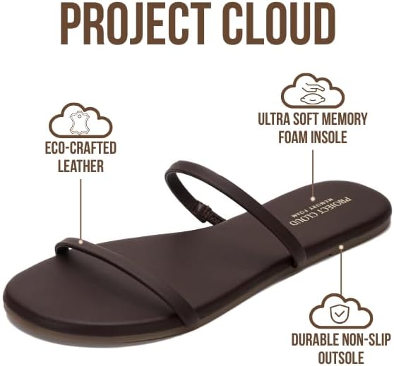 Project Cloud Summer Sandals for Women 2026 - Memory Foam Insole and Eco-Crafted Leather Beach Flip Flops for Women - Non Slip and Lightweight Double Strap Womens Sandals (Transition) - Image 2