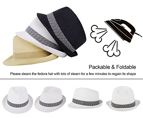 Livingston Womens Fedora Hat Summer Straw Hats For Women Beach Fedora Straw Hats For Men Uv Protection White Straw Hat Men Fedora Hats Women Beach,L/Xl #TOP3