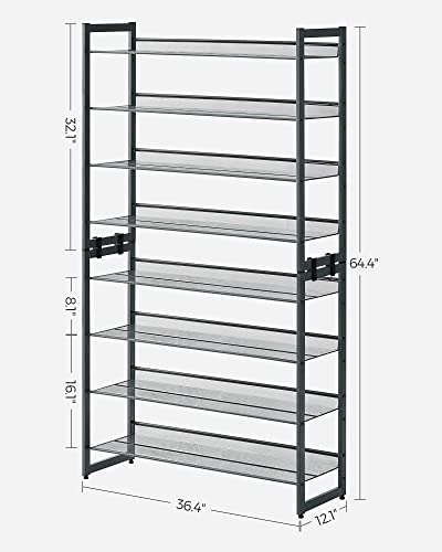 SONGMICS-Metal-Shoe-Rack-8-Tier-Shoe-Orgainzer-Holds-32-40-Pairs-Set-of-2-Stackable-Shoe-Shelf-for-Garage-Adjustable-Flat-or-Angled-Shelves-Charcoal-Gray-DARREN-Collection-ULMR08GB