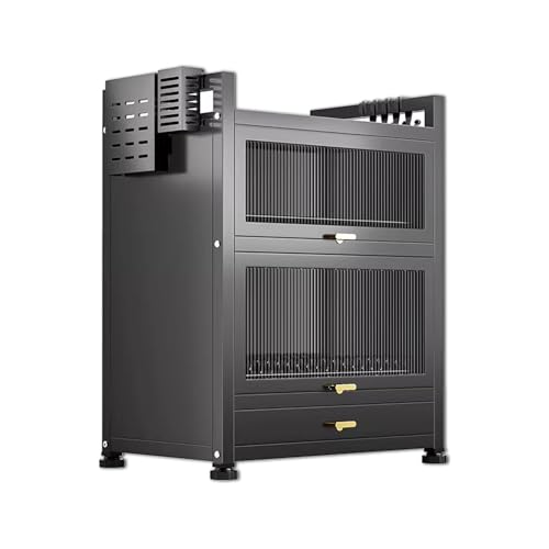 Cocina escurridor armario de platos con cajones, encimera escurreplatos con puerta de armario, escurridor cubiertos con bandeja escurreplatos, para guardar platos lavados.(Nero,57*29*71cm)