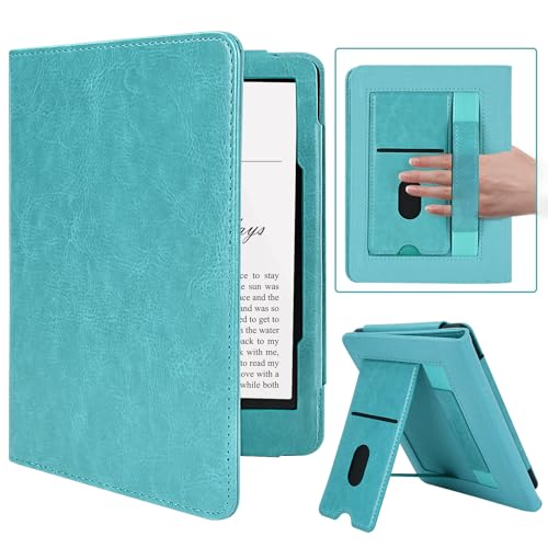 MMK Funda Kindle Paperwhite 7"/6.8"(12ª/11ª Generación 2024/2021), Funda Ultra Slim de Cuero PU con Ranura & Correa para Tarjetas, Compatible Kindle Colorsoft Signature Edition 1st Gen 2024, Azul