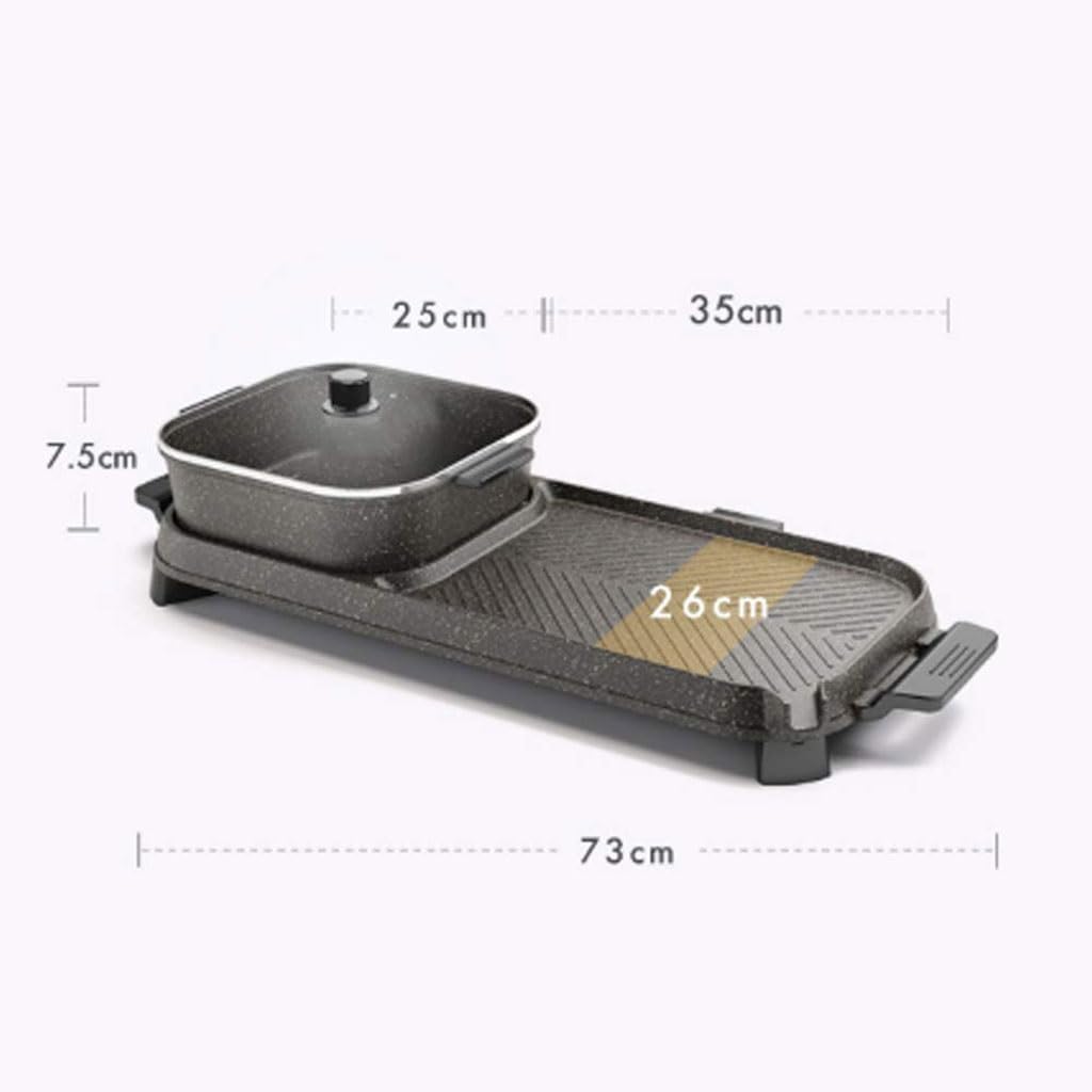 Electric Grill, Smokeless Baking Pan Household Non-Stick Barbecue Machine Maifan Stone Hot Pot Pot，Applicable 3-8