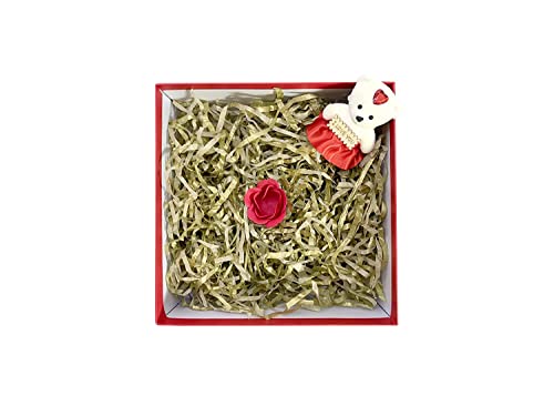 Image of Eco Sarras Confitti Shredded Paper Crinkle Grass Strips for Gift Tray Hamper Packaging, Box Filler, Basket Filler, Christmas Festival Decoration Paper (1 KG, Metallic Gold)