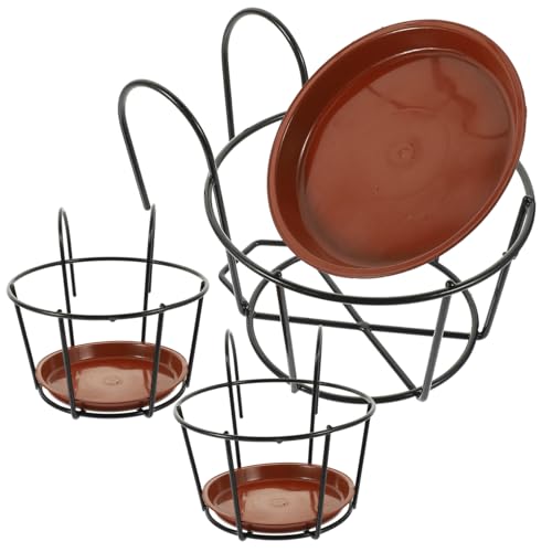 Yardenfun Supporto Portaoggetti in Ferro da Balcone, Portavasi Sospeso Decorativo 3 Mensole, Porta Fiori da Davanzale Robusto e Ventilato per Giardino e Terrazzo