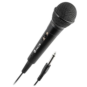 NGS Singer Fire – Micrófono Vocal Dinámico, Micrófono con Cable de 3 Metros, Conexión Jack 6,3mm y Botón On/Off