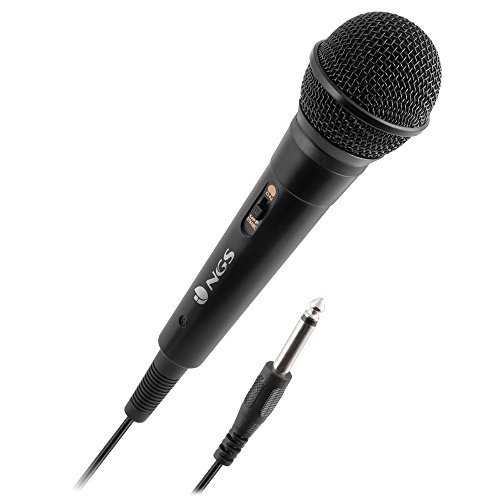 NGS SINGER FIRE – Dynamique Voice Microfone, Wired Microphone with 3-meter-long Wire, 6,3mm Jack Connexion and On/Off Button (Package may vary)