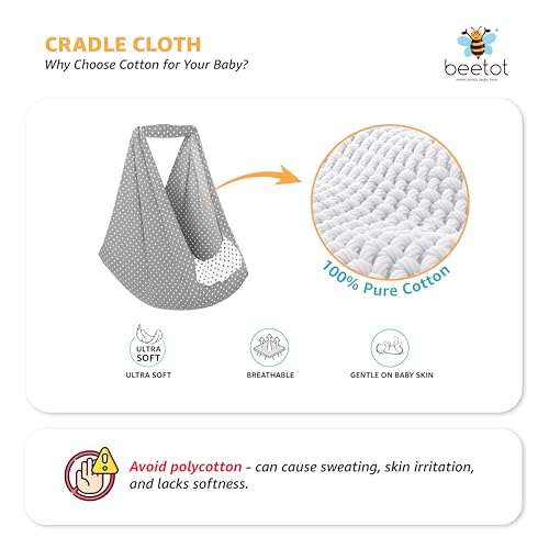 Image of Baby Cradle Set Swing /Jhula (Thottil Cloth, Palna, Dolna) | Hanging Cradle Cloth with Removable Padand Mosquito Net | Up to 15 kg | CRA-MELANCHI DOT