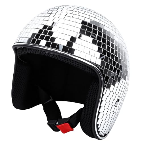 Casque disco fait main en verre miroir AUNMAS, l'accessoire punk d'exception pour club