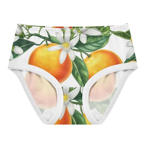 Vibrant Florals Oranges Lime Girls Underwear Toddlers 2t Cotton Panties for Girl Cartoon Undies Kids Briefs