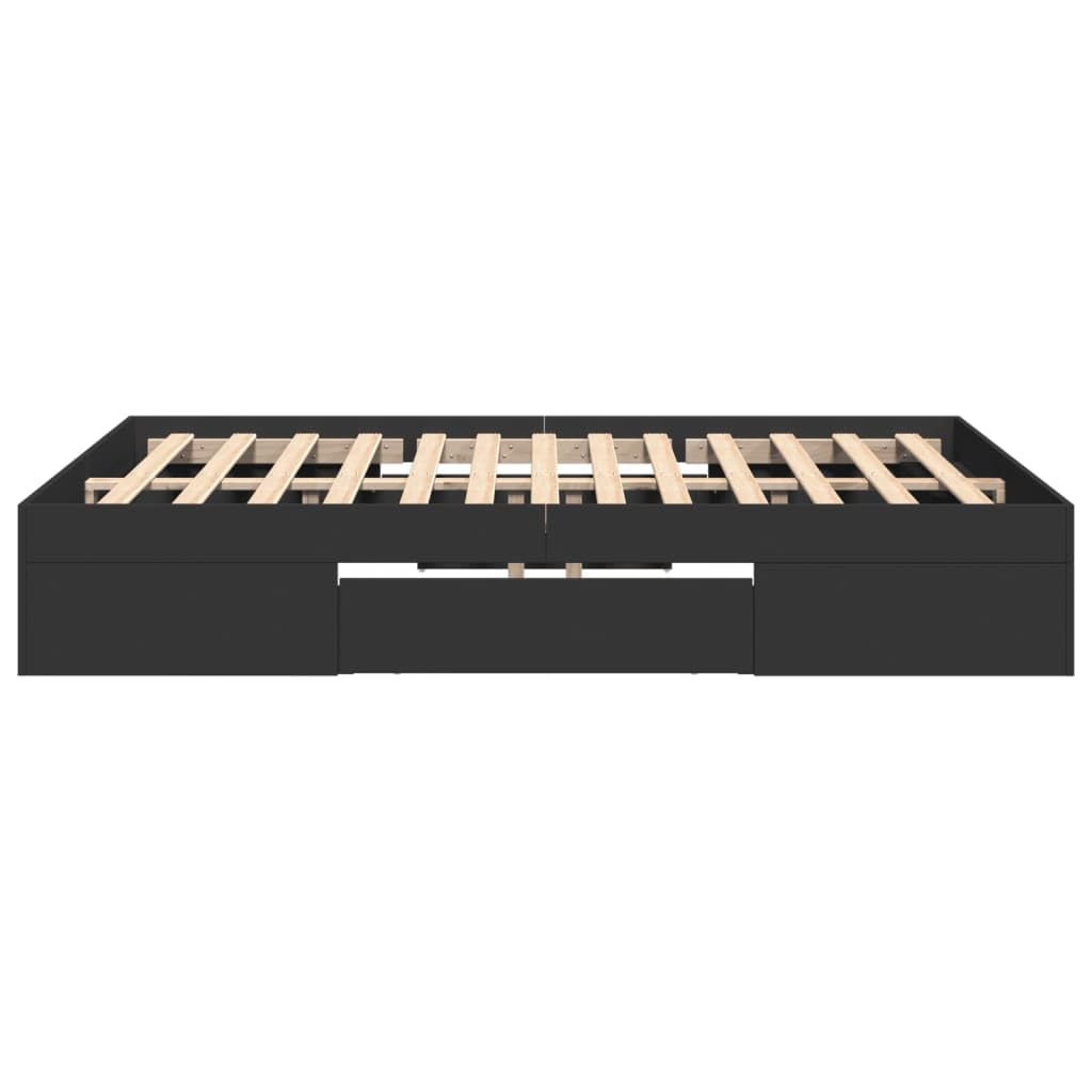 Bettgestell Schwarz 120 x 190 cm mit Stauraum und Lattenrost Modernes Design aus Holzwerkstoff für Jugendzimmer Erstwohnung und Gästezimmer