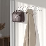 Coat Rack Wall Mount Hooks - 15 Inch Matte White Metal 6-Hook Organizer Wall Mounted, Modern Kids Room, Entryway & Bathroom Hanger for Beach Towels, Coats, Purses, Bags (1 Pack) - Image 2