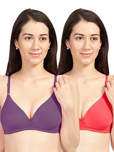 Image of SONARI Omania Womens Non-Padded Cotton Polyester Bras - Solid, Non-Wired, Medium Coverage, Hand Washable (Pack of 2)