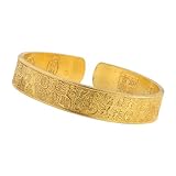 REITINGE Brazalete de latón hecho a mano con acabado envejecido con grabado de cien bendiciones que simboliza la felicidad para un uso duradero en estilos chinos, talla única, como se describe