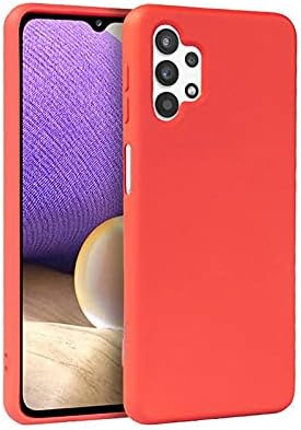 MUZZ Galaxy A32 5G Case Cover Rubberised Matte Soft Silicone TPU Flexible Back Case Cover for Galaxy A32 5G (Red)