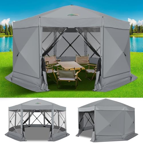 Image of COBIZI 15x15 FT Pop Up Gazebo - Canopy Tent, Large Gazebos On Clearance with Sidewalls, Screened in Gazebo,carpas para Patio,Portable Screen Tents for 12-15 Persons Outdoor Camping, Backyard, Gray