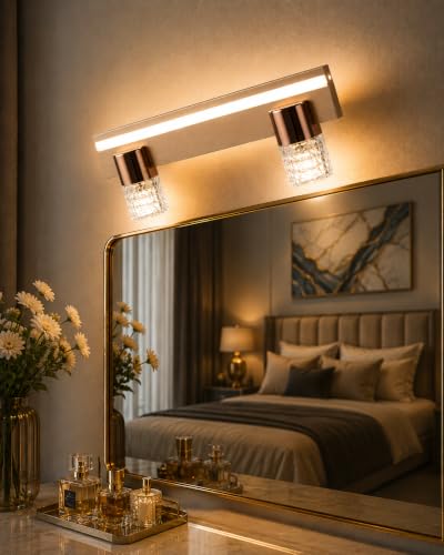 Image of FILLISKA 3 in 1 Double Wall spot /Picture /Display /Mirror Light with Adjustable Head and Colour Changing Function (Champagne RoseGold-6453)