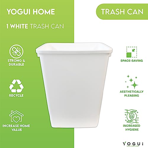 Yogui Home Living YHL-TCAN37WHT Plastic Trash Can - 35-Quart (9-Gallon) - Indoor Garbage Bin For Kitchen, Home, Office And Commercial Use - Large Waste Disposal Tub thumb #4