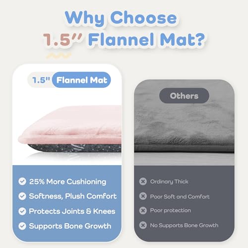 Image of 1.5 inch Thick Baby Play Mat for Floor, 39x59 Soft Foam Mats, Baby Pink | Memory Mat for Baby to Play, Waterproof Easy Care with Non-Slip Tummy Time Play Mat for Nursery Playroom Classroom