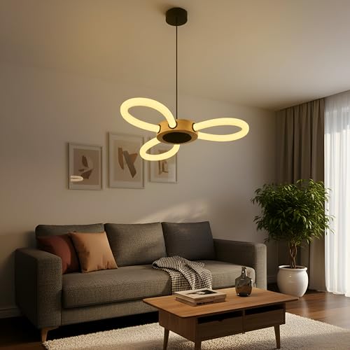 Image of Lampmaster Infinity Pendant Light | Modern Decorative Chandelier & Hanging Ceiling Lamp with Wooden Finish | Soft Warm LED Glow | Energy-Efficient Light for Living Room, Bedroom, Dining Area & Hall
