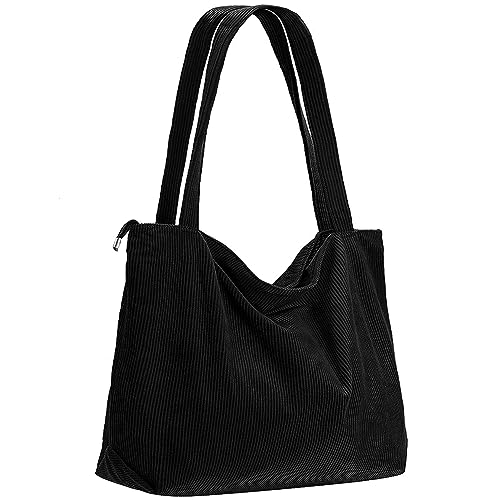 Opiniones de Bolsas de Tela para Dama del mes. 43 Bolsa de Hombro Grande Capacidad Pana Mujeres Bolso de Mano Hobos con Cremallera Bolsillo Interiores- Reutilizable Bandolera Bolso de Compra Casual para Escuela Trabajo Viaje...
