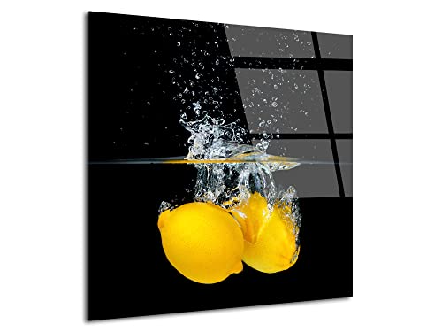 DECLINA, Plexi Photo Frame, Printed on Acrylic Glass, Kitchen Board, Plexiglass Picture with Yellow Lemons Design 30 x 30 cm