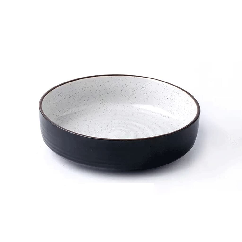 XYIANG Salad Bowl Salad Bowl 7-inch Household Ceramic Vegetable Bowl Creative Fruit Bowl Salad Bowl Vegetable Deep Bowl Flat Round Bowl Dessert Snack Bowls (A2pc)