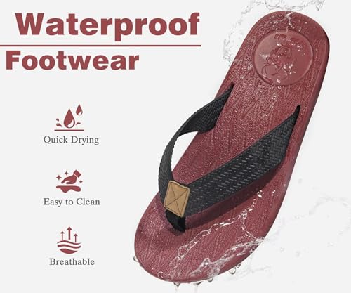 Image of KuaiLu Mens Flip Flops Arch Support Comfortable Summer Beach Thong Sandals Yoga Foam Cushion Slip on Slippers