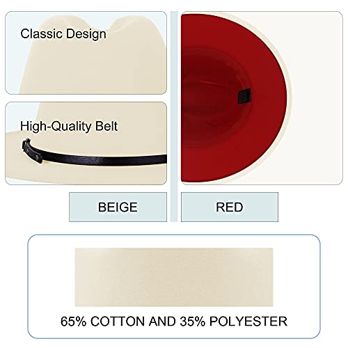 Image of Wide Brim Fedora Hats for Women Men Two Tone Dress Hat Felt Panama Hat in Two Audlt Size