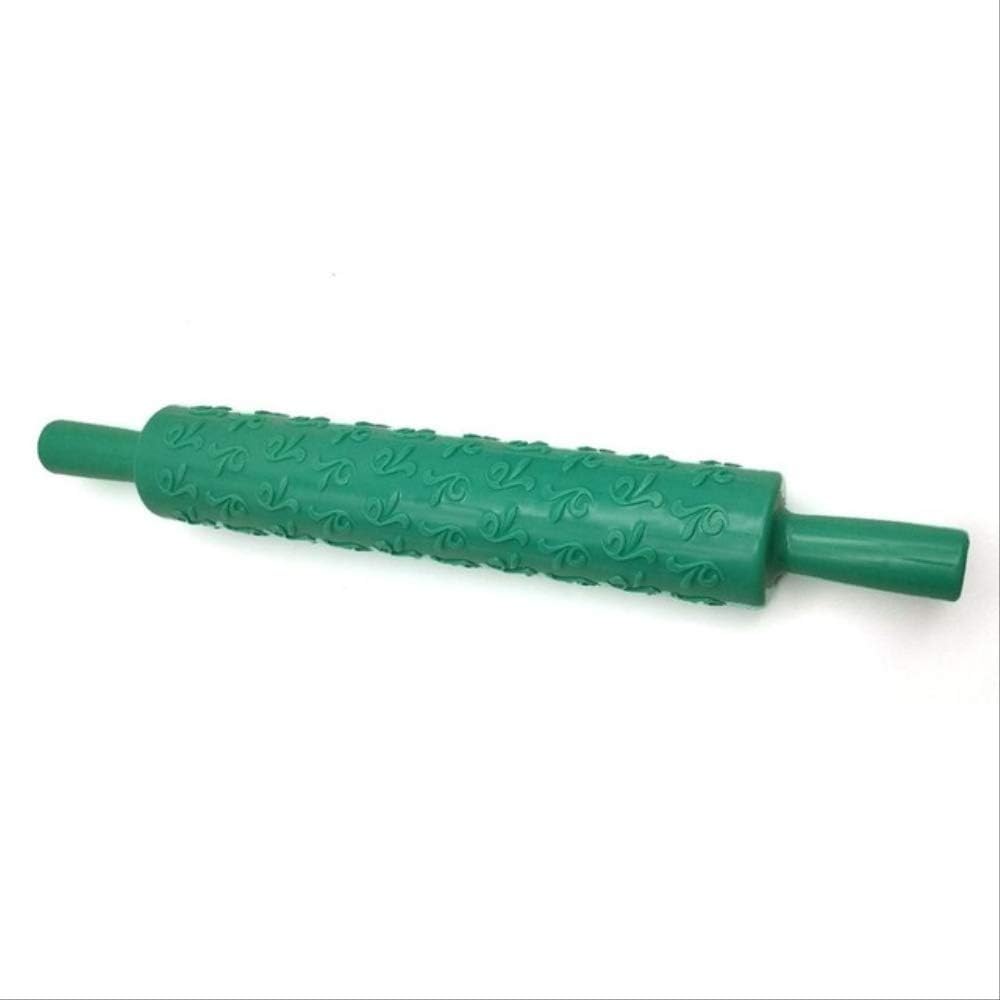 Embossed Rolling Pin Non-Stick Fondant Rolling Pin Tool Portable Embossed Rolling Pin Heart Pattern Fondant Pastry Cake Decorating Tool 3