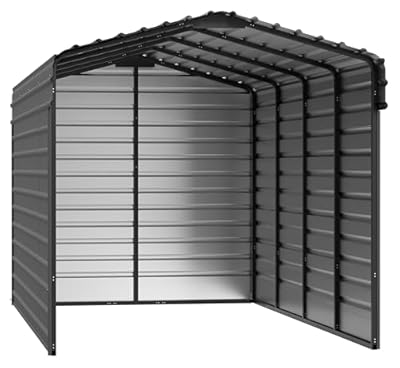 Arrow 10' x 20' x 9' All-Weather Galvanized Steel Carport with 3 Wall Kits, Multipurpose Heavy-Duty Outdoor Garage Carport Canopy, Charcoal