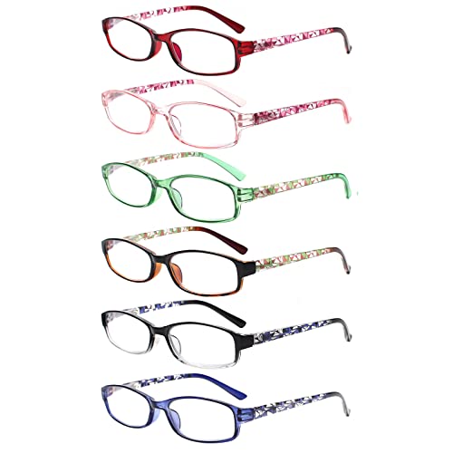 Kerecsen 6 Pack Reading Glasses for Women Men Blue Light Blocking With Spring Hinge computer readers for Ladies Eyeglasses (6 Mix Color-1