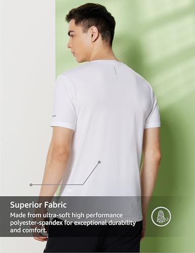 Image of Symbol Premium Men's Solid Regular Fit Sports Stretch T-Shirt | Round Neck | Raglan Sleeve | Moisture-Wicking | Activewear | Running | Gym | Plain (Available in Plus Sizes)