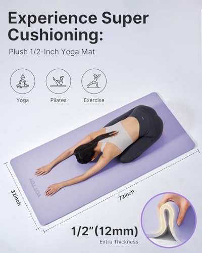 Image of YOTTOY Yoga Mat,Extra Thick Yoga Mat (1 /2inch),Professional TPE Exercise Mat,Non-Slip Workout Mat for Yoga, Pilates, Fitness, Barefoot Workouts, Home Gym Studio with Strap