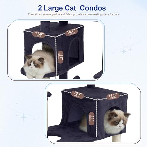 Image of Gitelsnour Cat Tree, Cat Tower with Sturdy Steel Tube, Large Perch GCT024G | 70.5'' Cat Furniture with Scratching Post, Hammock, Basket and Big Platform for Indoor Cats Large Adult, Drak Gray