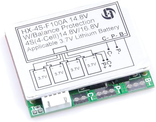 Image of Electrobot 4S 100A 12.8V 14.4V LiFePO4 Lithium Battery BMS PCM Board with Balance Function | 4-Cell 18650 Battery Management Protection Module | 16.8V Charging Voltage - Single Unit