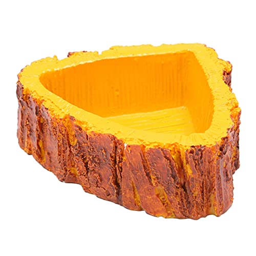 Mikikit 1Pc Reptiles Feeder Bowl Imitation Bark Design for Lizards and Tortoises and Smooth Pet Supply for Preventing Worm Escapes Feeding Dish