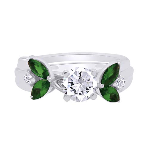 0.84 Carat Simulated Green Emerald & Cubic Zirconia Enhancer Guard 14K Gold Over Sterling Silver2
