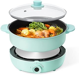 Electric Hot Pot with Burner, 5.3QT Hot Pot Electric Shabu Shabu Pot, Split Multi Non-Stick Electric Skillet, Portable Kitchen Burner Stove with Shabu Hot Pot for Home Cooking, Family Party