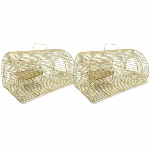 Image of PulGos Pack of 2 Mouse Trap Cage for Large Rats | Heavy Duty Iron Rat Trap (Chuha Pinjara) | Rustproof Metal Catch & Release Trapper | Durable Rodent Cage for Home, Kitchen, Warehouse & Hotel Use